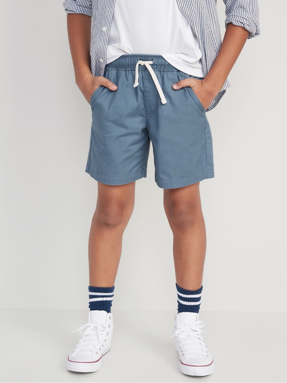 Old Navy Boys Above Knee Dock Shorts (3 Pack) - Navy/Light Blue/Tan, Size M (8) - Picture 10 of 10